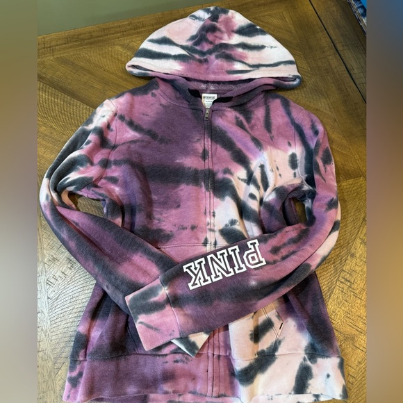 PINK Victoria's Secret Tops - PINK Victoria's Secret Pink and Purple Tie-Dye Full Zip 💕
